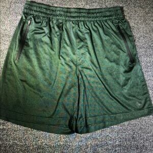 Men's Green Athletic Shorts with Zipper Pockets